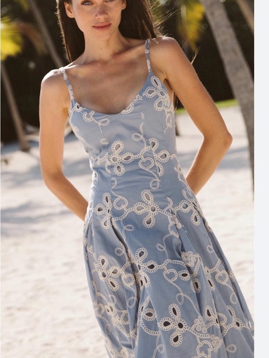 CeCe Dresses & Skirts - Ce Ce woven Embroidered Maxi dress in Coastal Blue.